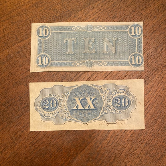 1862 $20 & 1864 $10 Civil War Confederate States of America Currency - Picture 2 of 6